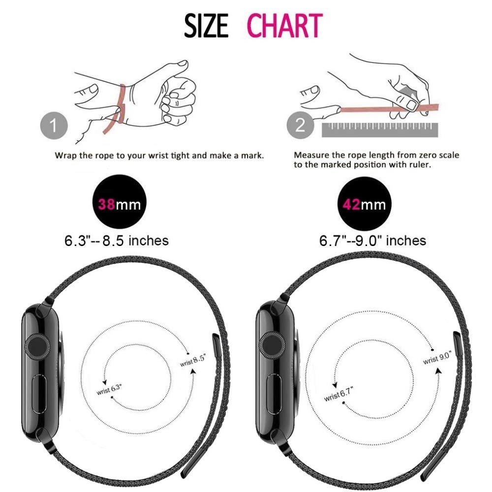 NEW BAND Pink Milanese Stainless For Apple Watch - Picture 9 of 9